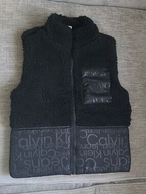Calvin Klein Black Sherpa Puffer Vest for Kids